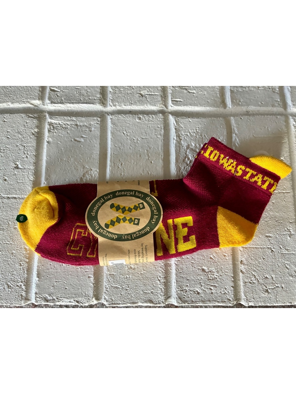 Donegal Bay Iowa State Cyclones Cardinal Red Gold Ankle Socks NWT